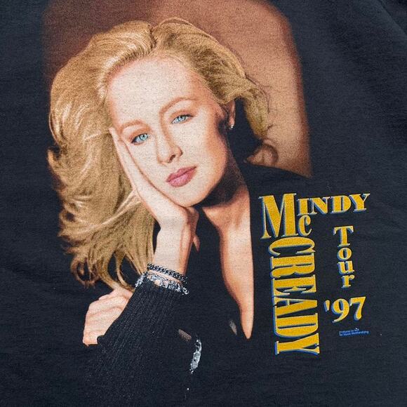 Vintage 90s 1997 Mindy McCready Tour Tee Mens XL Black Country Music Band Shirt - Picture 2 of 5